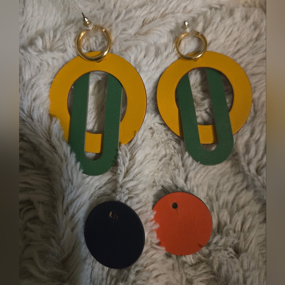 Leather Statement Interchangeable Earrings - image 3